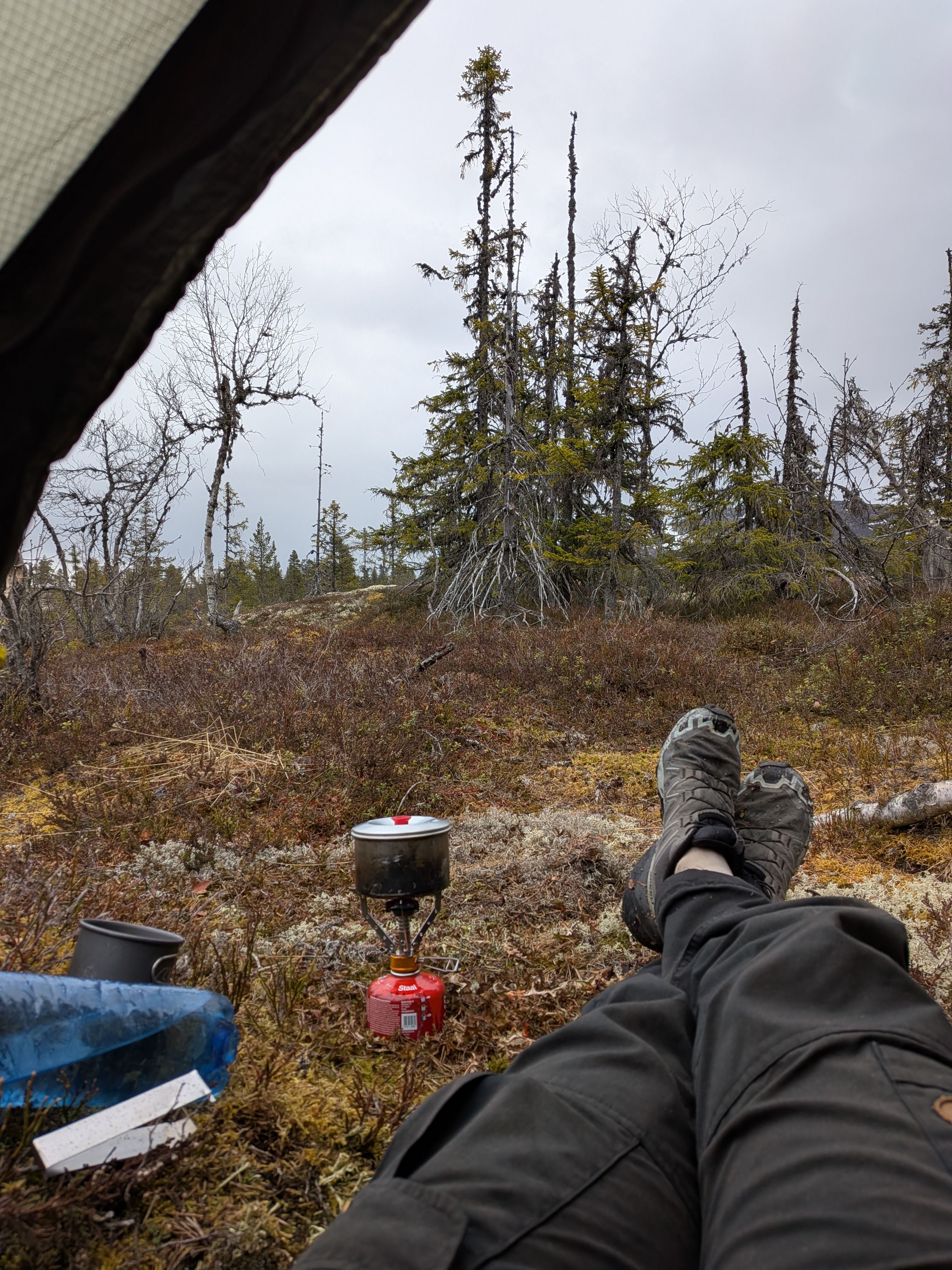 Relaxing in tent