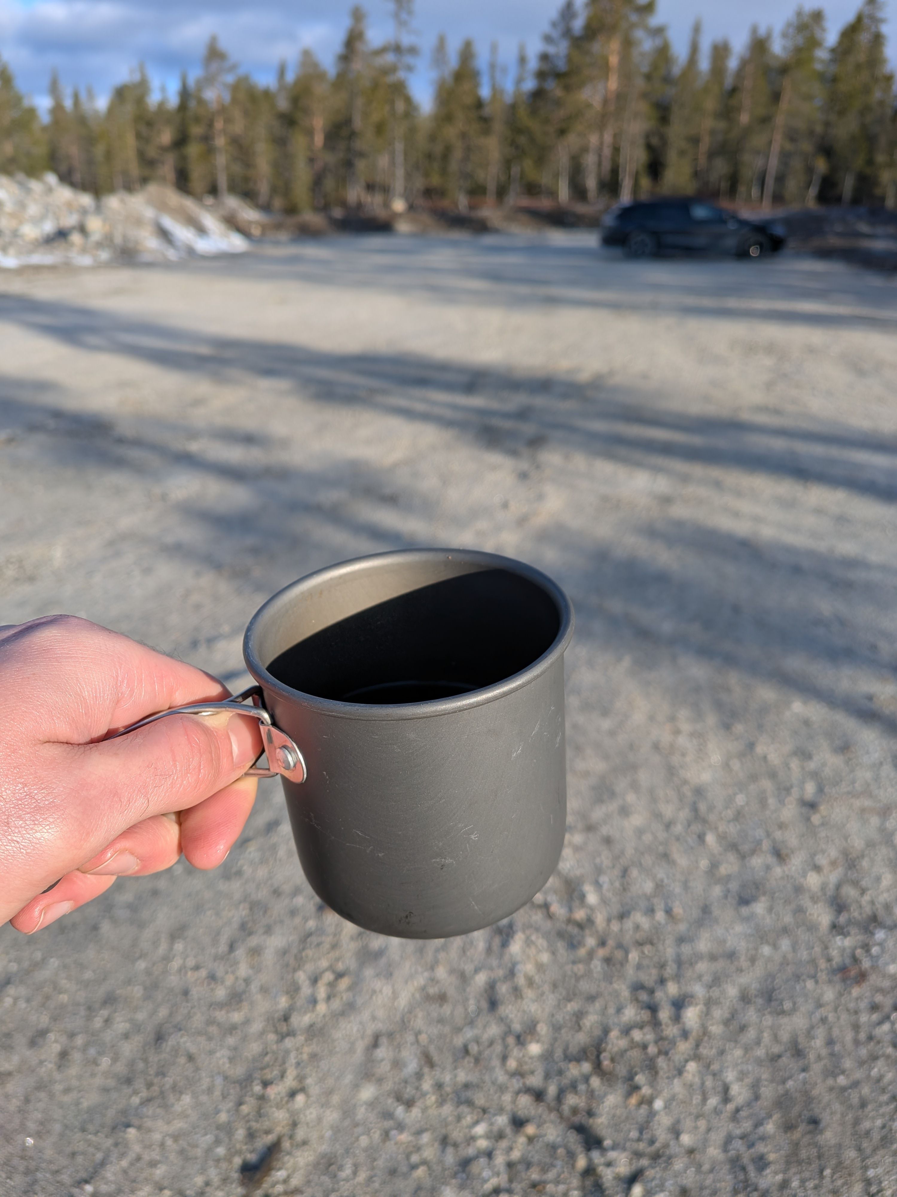 Morning coffee at the car