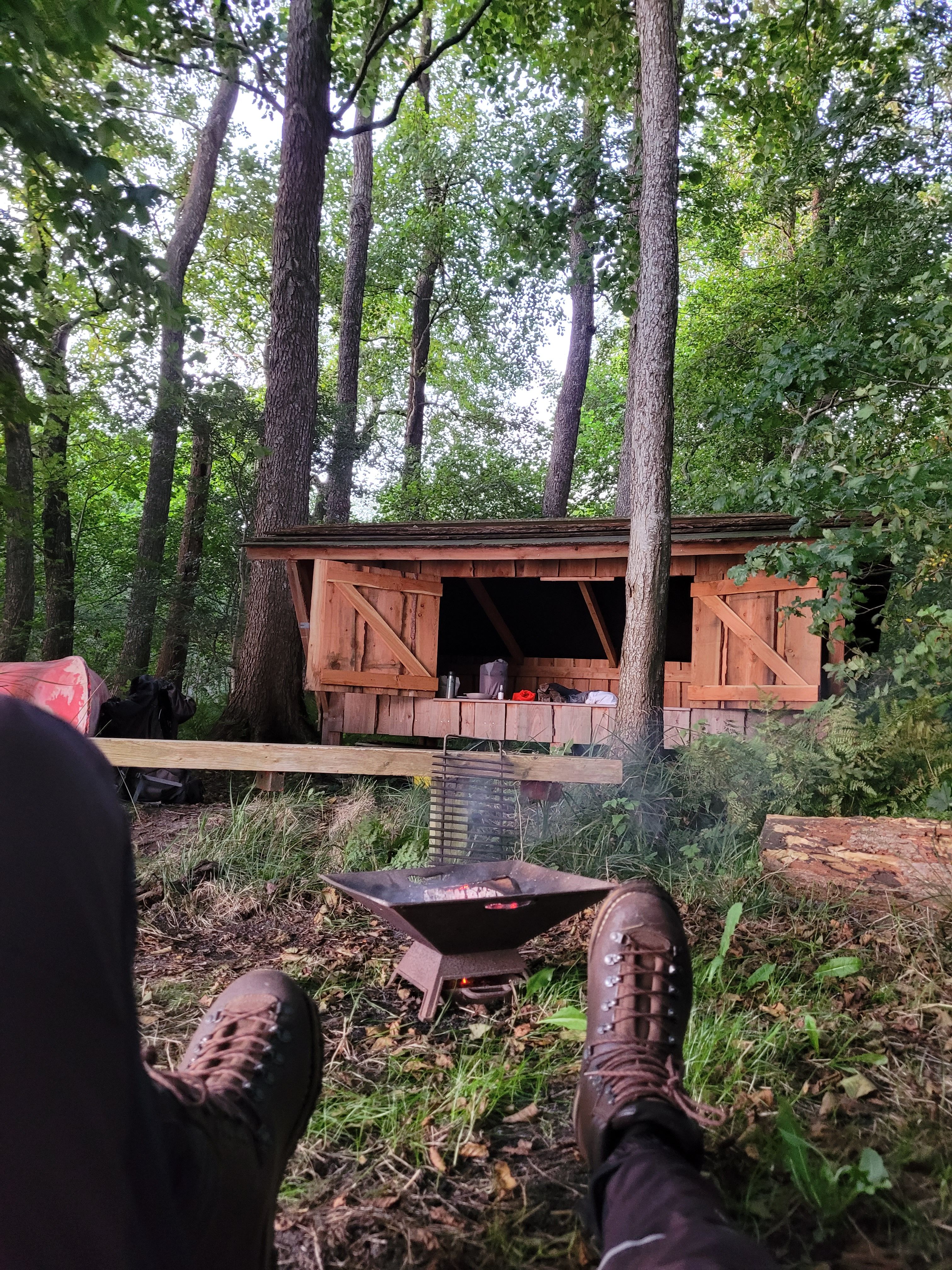 Relaxing by the shelter