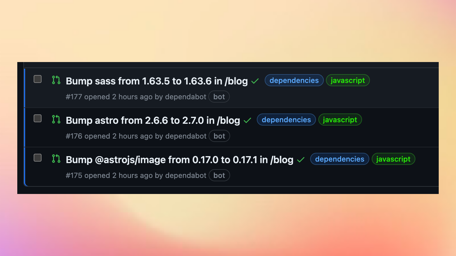 Dependabot pull requests