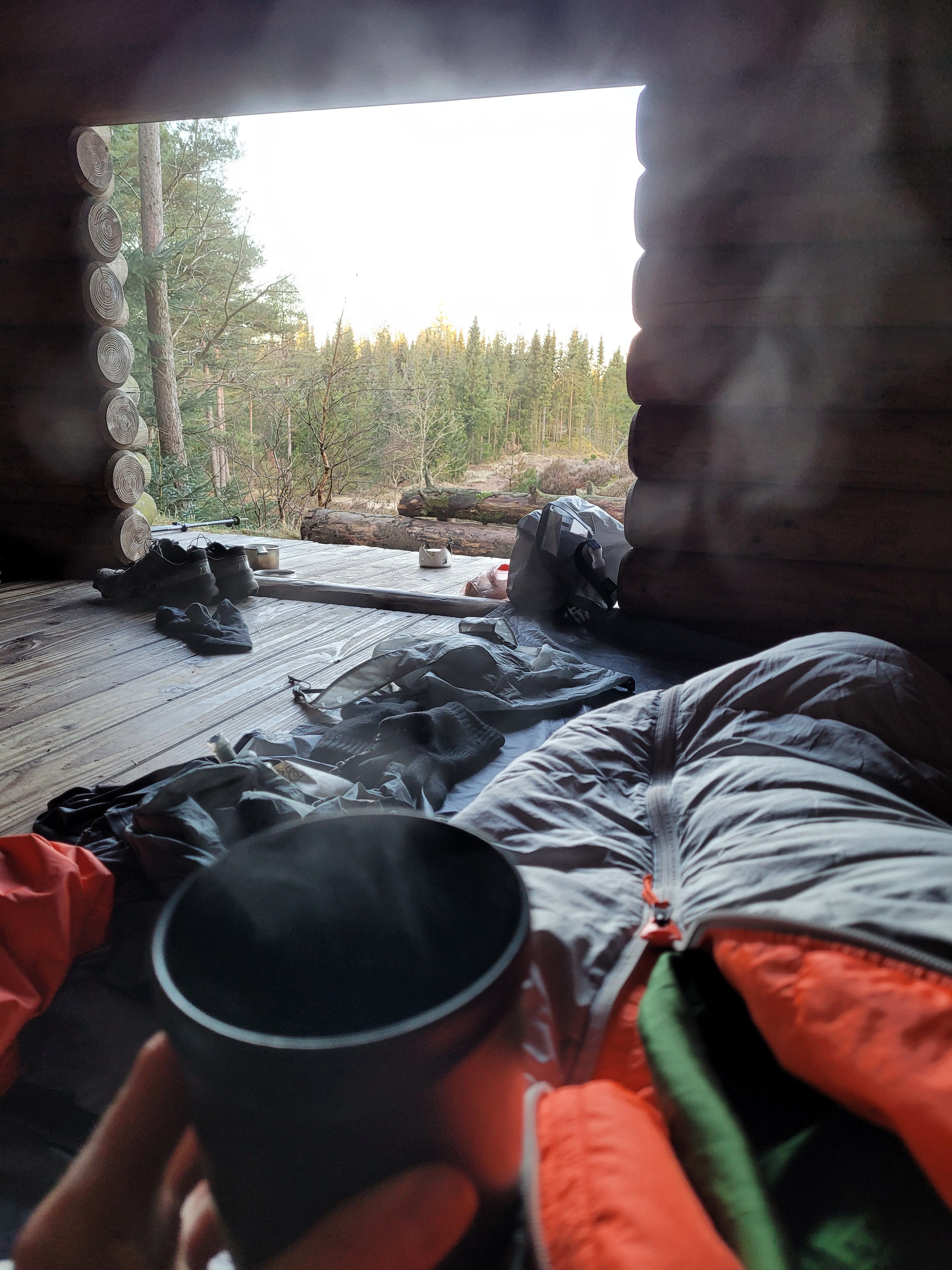 Morning in a shelter.